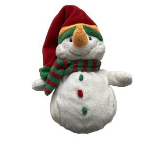 2003 TY Pluffies Melton Snowman with Hat and Scarf Stuffed Plush